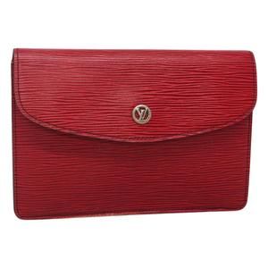 LOUIS VUITTON Epi Montagne 20 Clutch Bag Red LV Auth ep8419